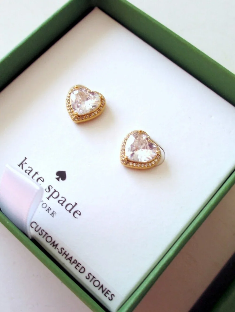 Kate Spade Pavé Heart Stud Earrings NWT In Box